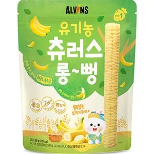엘빈즈 유아용 츄러스 롱뻥 STEP1, 바나나맛, 30g, 1set