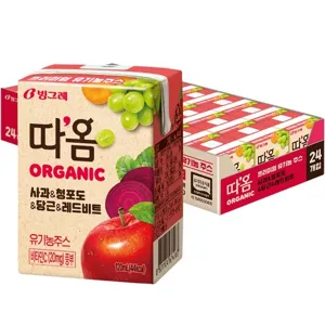 따옴 Organic 유기농 주스 사과 & 청포도 & 당근 & 레드비트, 120ml, 24개