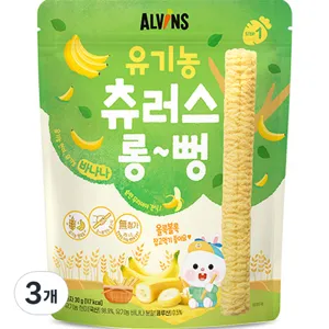 엘빈즈 유아용 츄러스 롱뻥 STEP1, 바나나맛, 30g, 3set